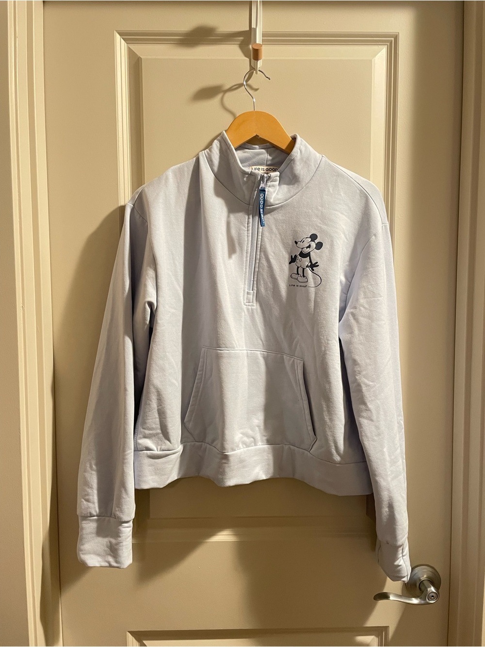 Disney Life Is Good Active Light Blue Mickey Mouse Half-Zip Pullover Sweatshirt